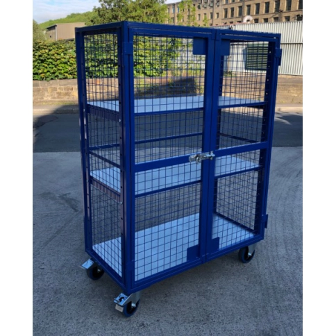 AMST1 - Adjustable Shelf, Lockable Mesh Trolley 1300 x 670 x 1800 mm