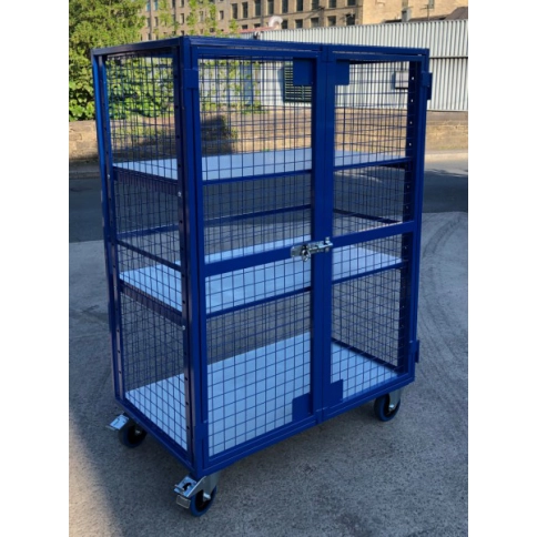 AMST2 - Adjustable Shelf, Lockable Mesh Trolley 1300 x 770 x 1800 mm 