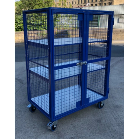 AMST3 - Adjustable Shelf, Lockable Mesh Trolley 1300 x 870 x 1800 mm 